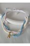 White Blue Beaded Bracelet Starfish Handmade Women's Bracelet - 2