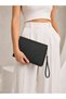 3-Piece Women's Monogram Patterned Clutch Portfolio Bag Set Cream Brown Anthracite Zippered Wrist Strap Handbag - 4