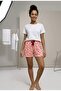 Women's Pajama Shorts - Dowry Set, Cotton, Cherry - Bowknot - Teddy Bear Pattern, Summer Home Wear