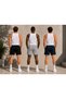 Men's Summer Sports Shorts Set of 3 Black Gray Navy Blue Comfort Fit - 3