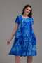 Women's Cobalt Blue Tie-Dye Painting Casual Dress with Pockets, 42-54 Compatible Standard Size, Flexible Dress - 6