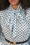 Women's Belted Polka Dot Hijab Dress 2613 - Blue - 5