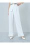 White Belted Waistcoat Vest Top and Wide-leg Pants Co-Ords - 5