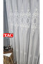 Embroidered Court Damask Living Room Model Style Design Mega Exclusive 3 Layer Pleated Tulle Curtain - 2
