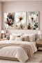 White Amber Touch Smoke Backgrounded 3-Piece Glass Painting Set with White Metal Frame for Home and Office - 2