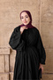 Women's Sleeveless Drawstring Detail Waist Tie Dress Black - 3