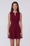 V-Neck Slit Detailed Sleeveless Mini Dress