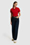 Women's Red Polo Collar Basic T-Shirt 50321818-Vr171 - 4