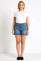 Women's Plus Size Shorts Denim High Waist Elastic Mom Cut Mini Tube Leg Rigid Woven - 4