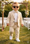 Flared Linen Casual Jacket Suit/Shirt Pants Jacket Bow Tie (Ay Grubu Zibinli)