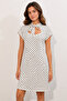 Women's White Bowknot Polka Dot Short Dress - 2