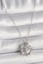 316L Steel Silver Color Chain Zircon Stone Heart and Rose Detailed Women's Necklace