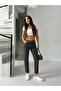 Brown Tint High Waist Front Leg Stone Accent Mom Jeans Denim Pants - 3