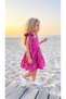 Girl's Tasseled Jacquard Textured Cotton Dress with Asymmetrical Straps and Bow Summer Children's Dress - 3
