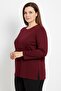 Women's Burgundy Stone Detailed Combed Cotton Blouse - 2