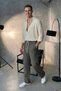 Men's Smoked Relaxed Fit Summer 100% Pure Cotton Lightweight and Breathable Muslin Trousers - 6