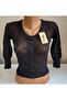 Women's Leaf Patterned Perforated Buttoned Sleeves Young Trend Seasonal Short Cardigan