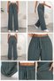 Women's Palazzo Trousers with Wrinkled Texture, Comfortable Fit, High Waist - 6
