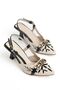 Katya Women's Black Embroidered Gold Accessory Heeled Shoes