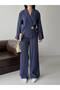 Thin Brooch Tie-Up Oversized Modal Jacket and Trousers Set