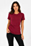 Basic t-shirt crew neck short sleeve casual summer slim fit t-shirt - burgundy - 3