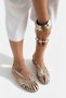 Rosamar Gold Leather Band Detail Flat Sole Women's Sandals - 3