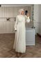 Draped Chiffon Evening Dress - Elegant Design with Stone Belt Detail