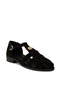 Women's Genuine Suede Black Sandals - 6