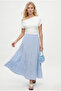Women's Tessa Lined 100% Cotton Muslin Blue Long Skirt