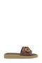 Brown Straw Flower Accessory Single Strap Women's Slippers