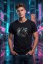 Unisex Neon Cyberpunk Motorcycle Printed Special Design 100% Cotton Crew Neck T-Shirt