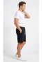 Men's Black Regular Comfortable Cut Bermuda Shorts with Elastic Waist and Side Pockets - 6