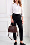 Women's 3-Compartment Lined Zipper Closure Handbag and Shoulder Bag (25X20 cm) - 6