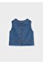 Girl's Strappy Denim Tshirt Navy Blue - 2