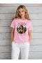 Women's Oversize T-Shirt Eli̇ Printed 100% Cotton T-Shirt Comfortable Fit
