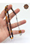 Yellow Black Glitter Cutout Model 2-Piece Silver Tasseled Crimped Amber Prayer Beads 201025499 - 3