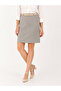 High Waist Gray Patterned Linen Woven Above Knee Bell Skirt - 2