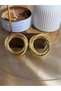 Textured Circle Shape Gold Color Modern Steel Women's Earrings - 4
