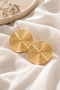 Women's Gold Spiral Patterned Large Earrings Shiny Gold Round Statement Earrings - 3