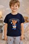 Boys' Cotton Striped Printed Short Sleeve Shorts Pajama Set - 3
