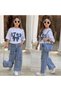 Girl's 3-Piece Denim Set with Star Bag - 2
