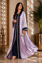 - Lilac Satin Double Layer Abaya Set with Navy Lace Detailing - 6