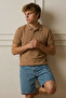 Men's Relaxed Fit Short Sleeve Coffee Polo Collar T-Shirt - 5