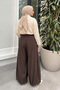Wide Leg Shalwar Trousers Y0145 - Brown - 4
