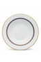 Decopor White Porcelain Soup Plate with Golden Rim & Cobalt Blue Design — 8.5 Inch