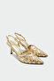 Juan Asymmetric Cut Women's Gold Heeled Shoes - 2