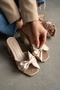 Sono Mink Satin Bow (7 cm) Heeled Daily Use Slippers - 5