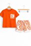 Boys' Ethnic Patterned Orange Design Shorts Suit