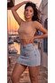 Light Blue Denim Mini Skirt with Rodeo Detail - 5