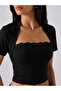 Black Lace Detailed Strapless Crop Top and Bolero Two-Piece Set - 6